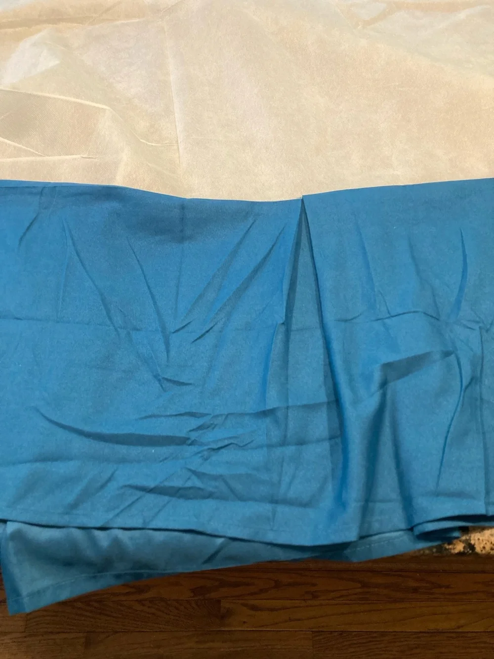 Teal Blue King Size Bed Skirt. 72” wide x 80” long x 13.5” drop